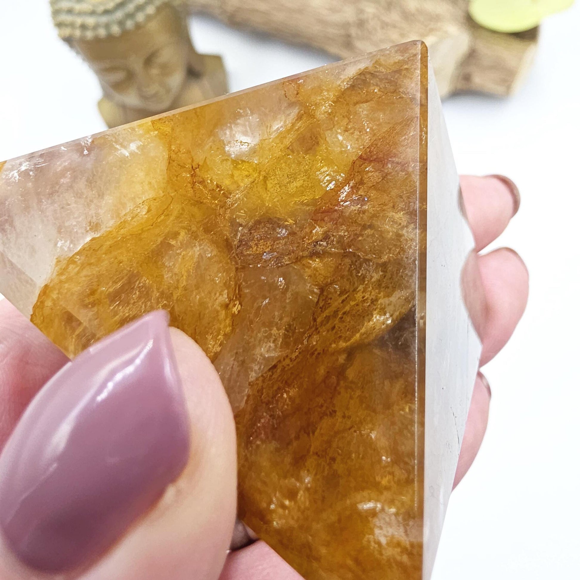 Golden Healer Pyramid – Healing, Balance & High Vibrational Quartz Crystal, 165g