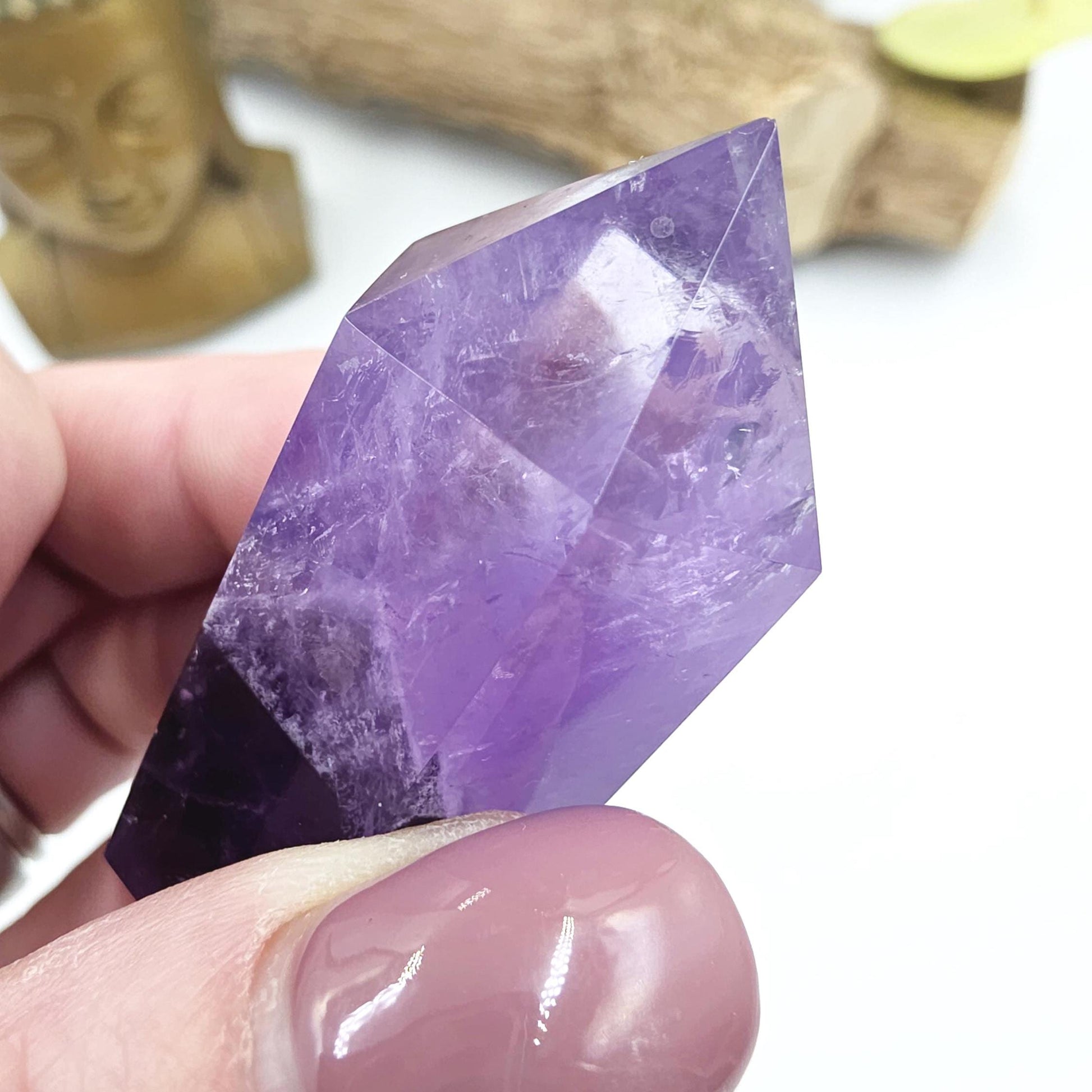 Two Tone Amethyst Double Point with Rainbows – Intuition, Calm & Spiritual Clarity Crystal, 40g
