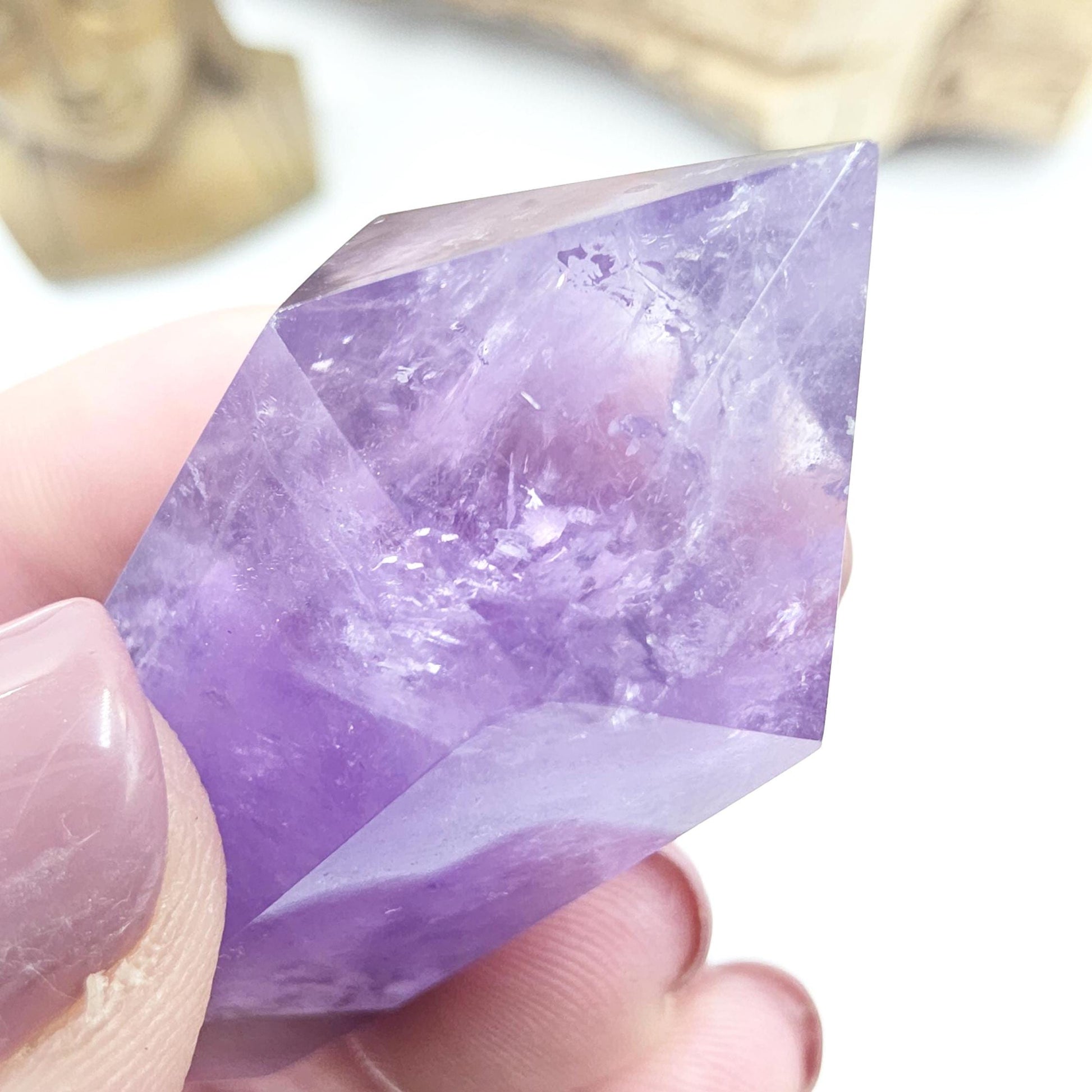 Two Tone Amethyst Double Point with Rainbows – Intuition, Calm & Spiritual Clarity Crystal, 40g