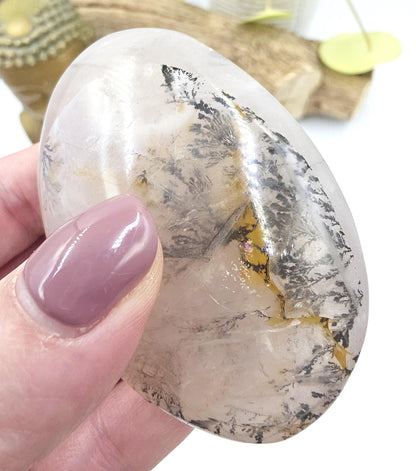 Large Rare Dendritic Quartz Palm Stone – Clarity, Growth and Root & Crown Chakra Crystal, 155g