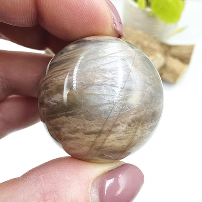 Black Moonstone & Sunstone Sphere – Protection, Joy and Root and Sacral Chakra Crystal, 36mm