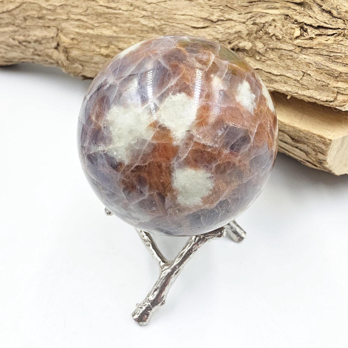 Iolite and Golden Sunstone Sphere – Intuition, Confidence & Positive Energy Crystal, 59mm