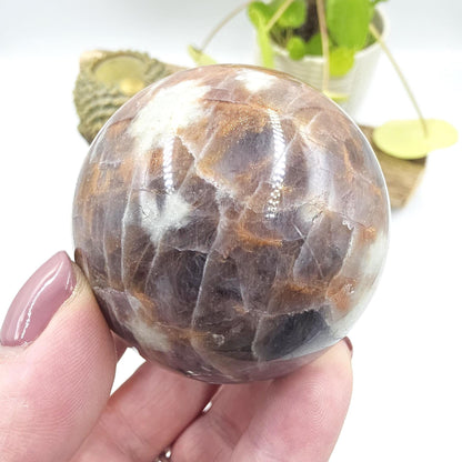 Iolite and Golden Sunstone Sphere – Intuition, Confidence & Positive Energy Crystal, 59mm