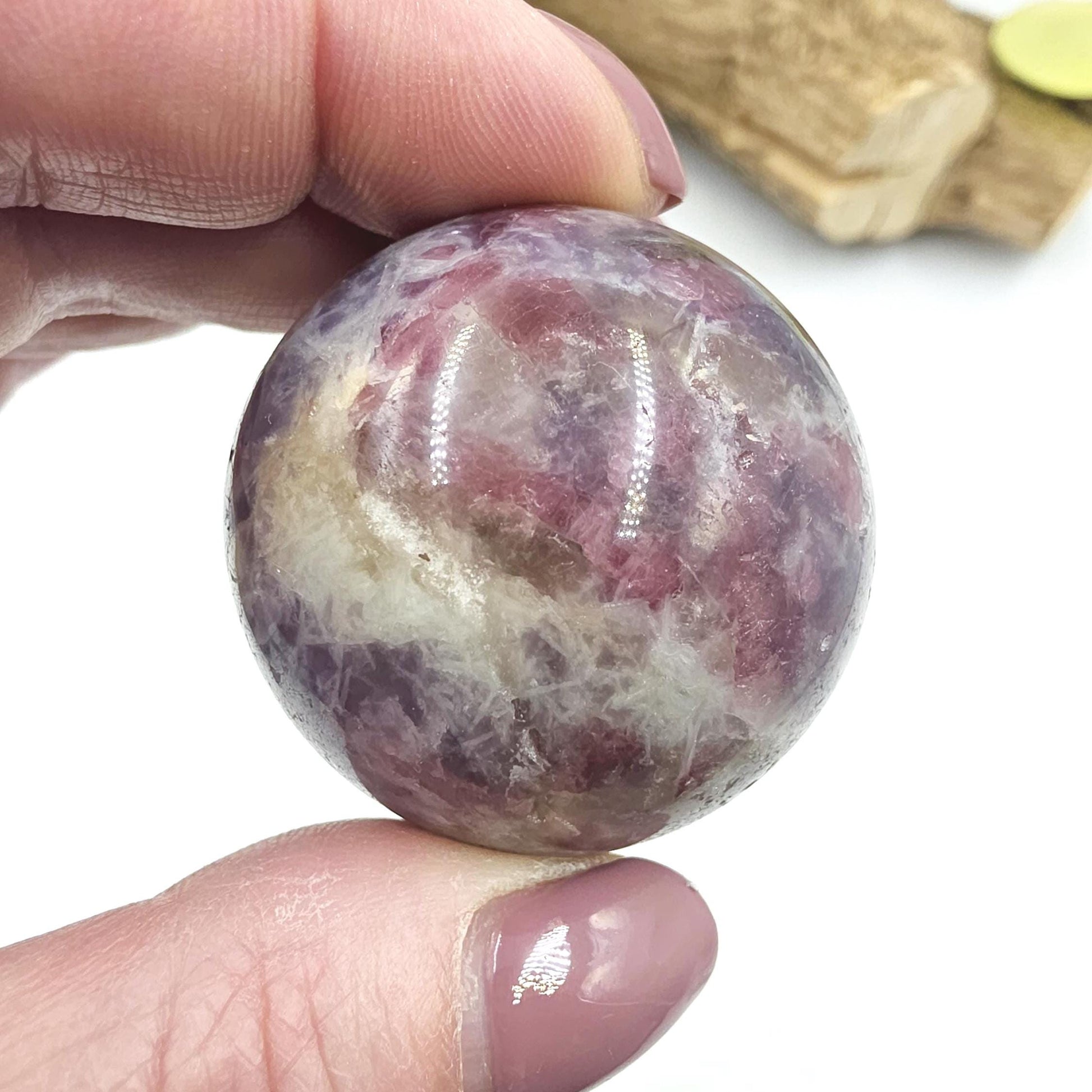 Unicorn Stone (Pegmatite) Sphere – Emotional Healing, Intuition & Spiritual Balance Crystal, 41mm