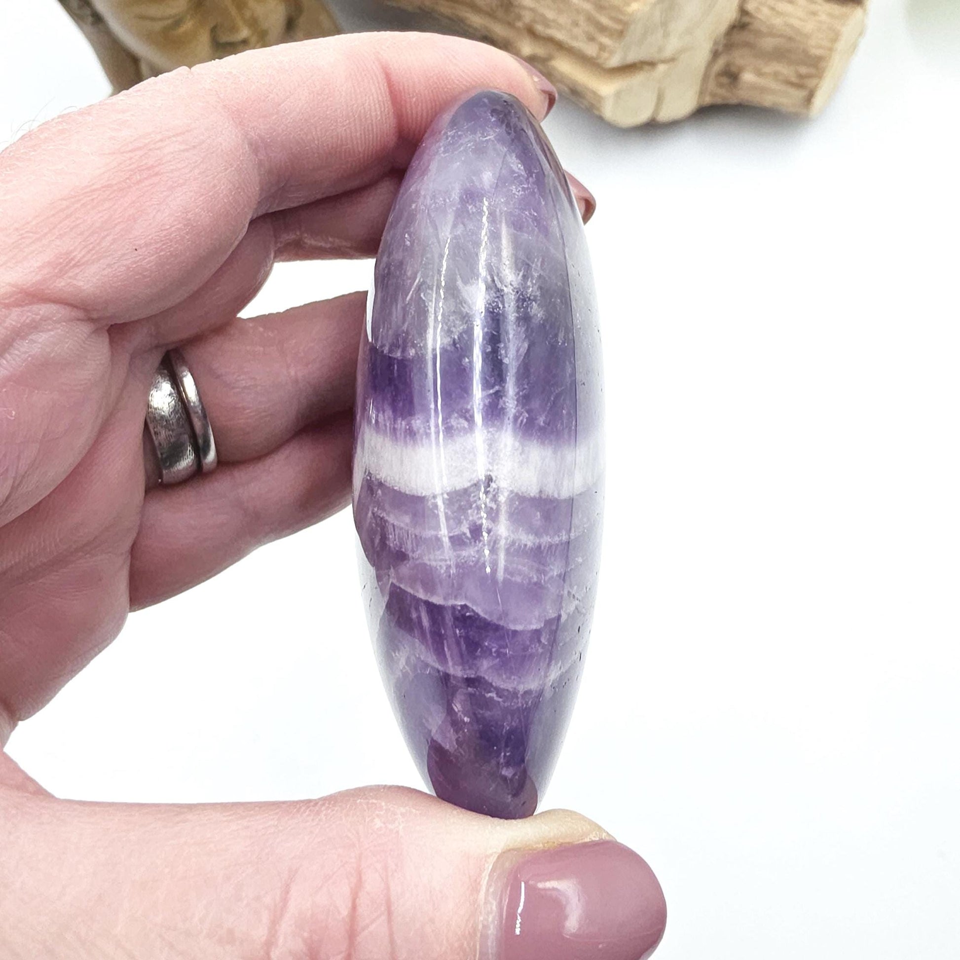 Large Dream Amethyst Palm Stone - Intuition & Spiritual Protection Crystal, 165g