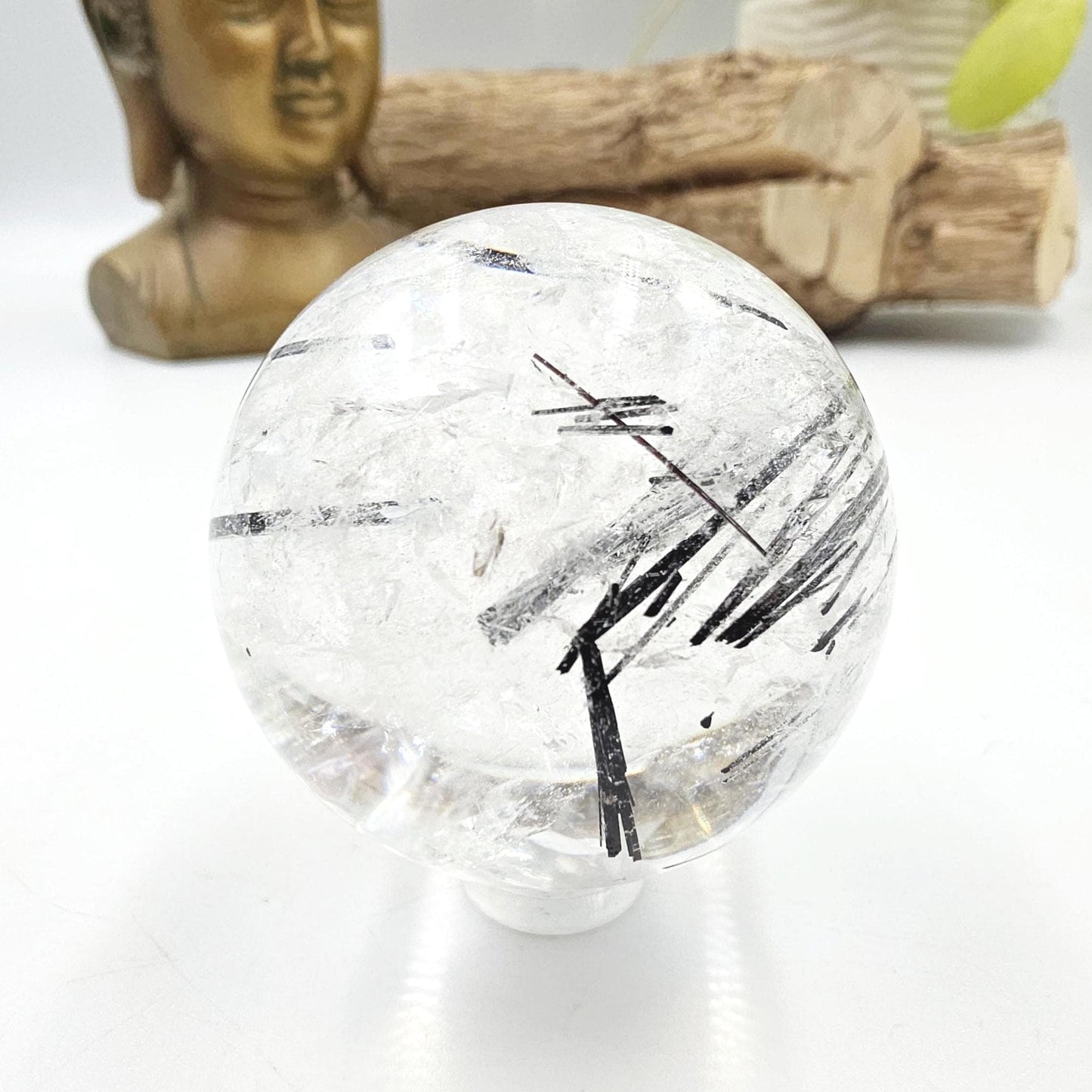 High Grade Black Rutile Quartz Sphere with Rainbows – Protection, Clarity & Energy Amplification Crystal, 50mm