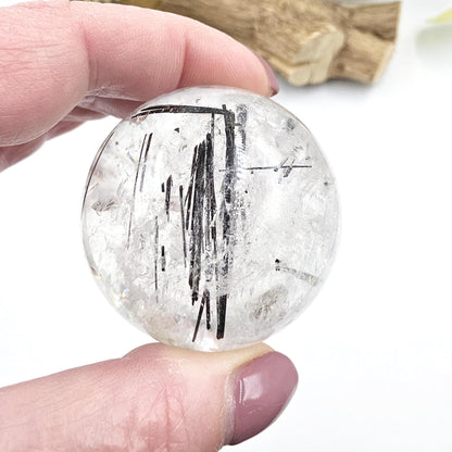 High Grade Black Rutile Quartz Sphere with Rainbows – Protection, Clarity & Energy Amplification Crystal, 50mm