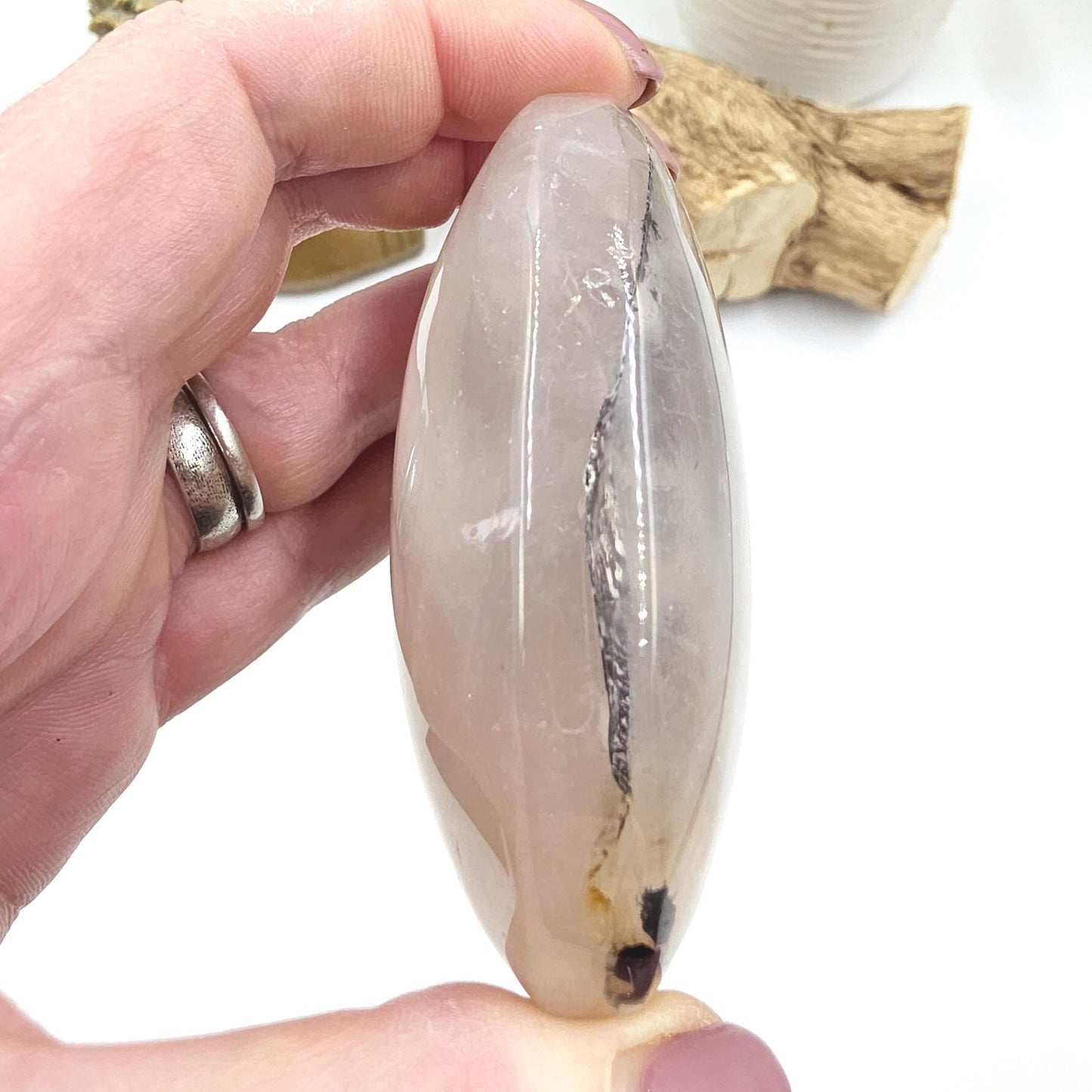 Rare Large Dendritic Quartz Palm Stone with Golden Healer Inclusions – Healing & Spiritual Growth Crystal, 195g