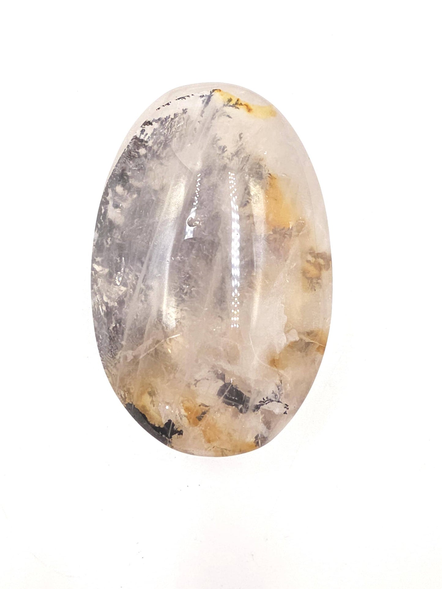 Rare Large Dendritic Quartz Palm Stone with Golden Healer Inclusions – Healing & Spiritual Growth Crystal, 195g