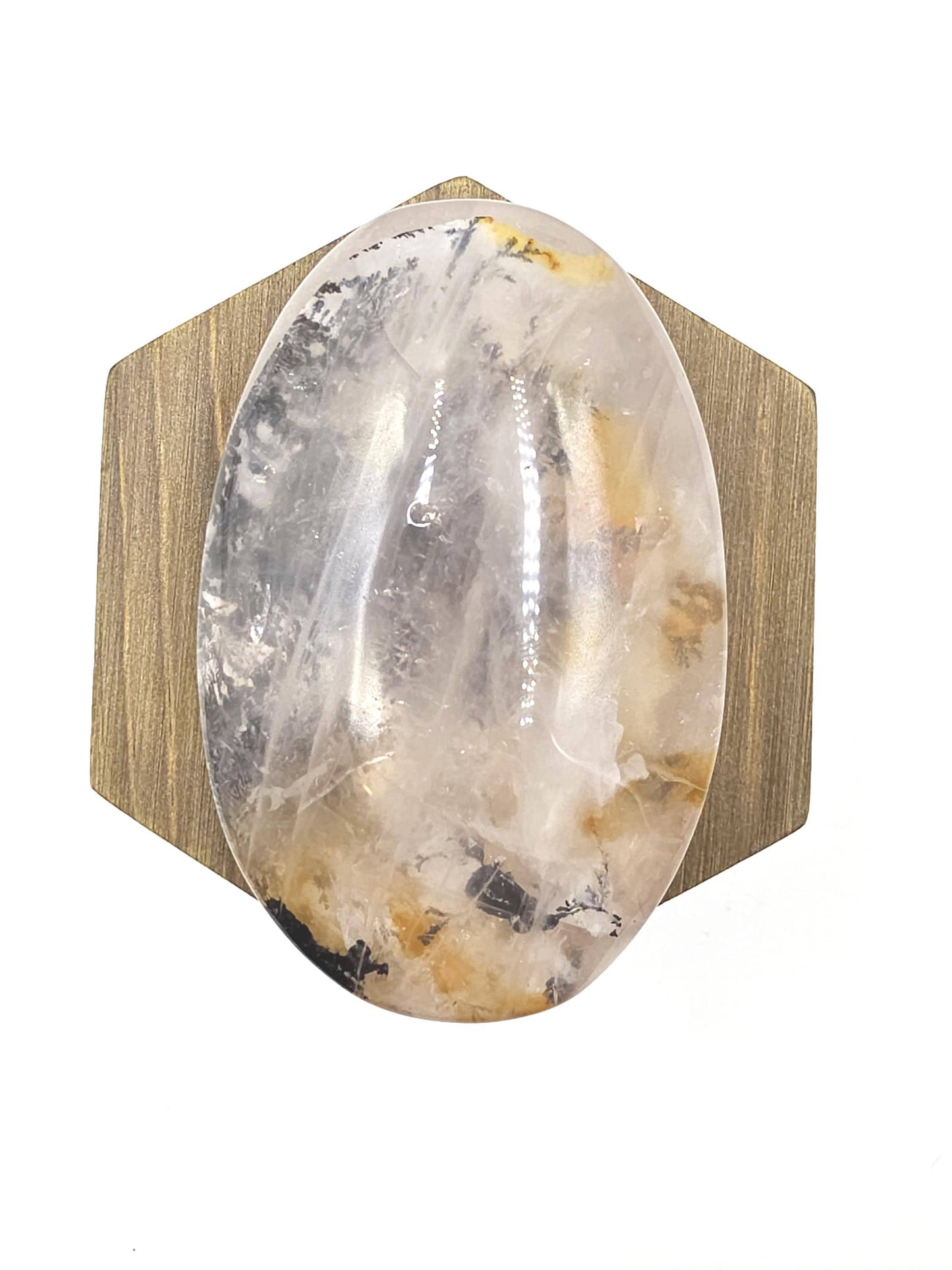Rare Large Dendritic Quartz Palm Stone with Golden Healer Inclusions – Healing & Spiritual Growth Crystal, 195g