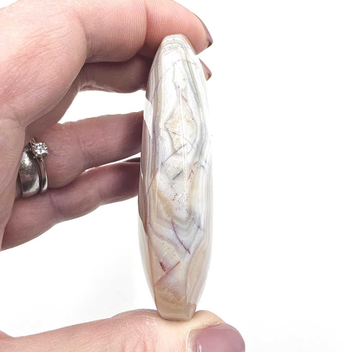 Amethyst Agate Palm Stone – Calm, Protection & Spiritual Healing Crystal, 110g