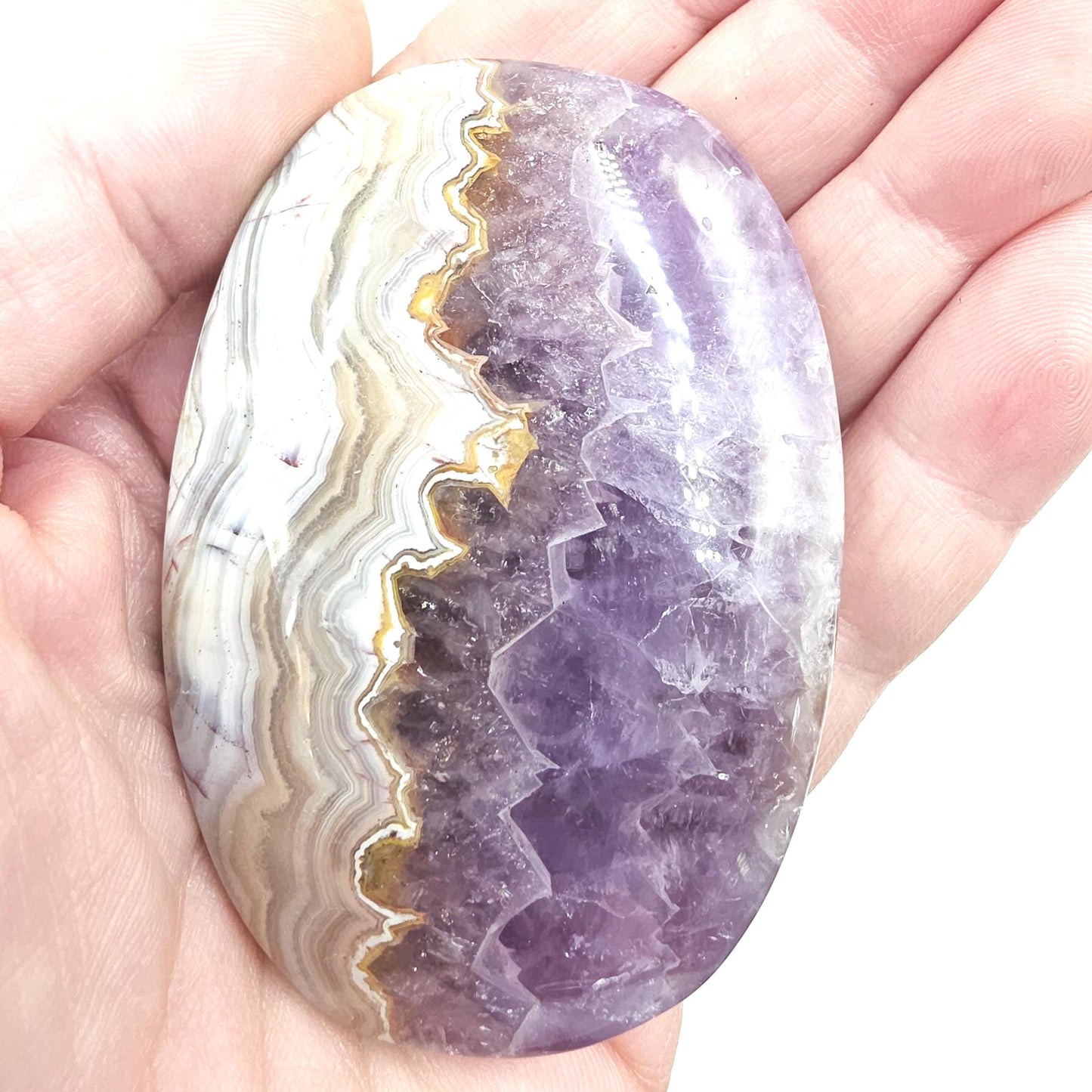 Amethyst Agate Palm Stone – Calm, Protection & Spiritual Healing Crystal, 110g