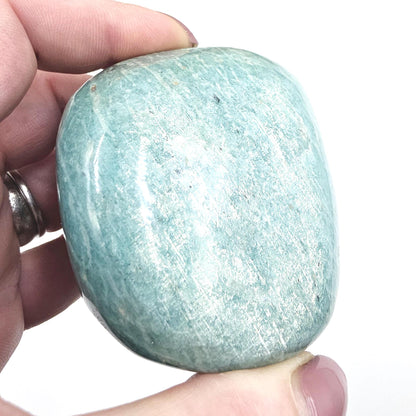 Huge Flashy Amazonite Palm Stone Freeform – Calm, Confidence & Emotional Balance Crystal, 275g