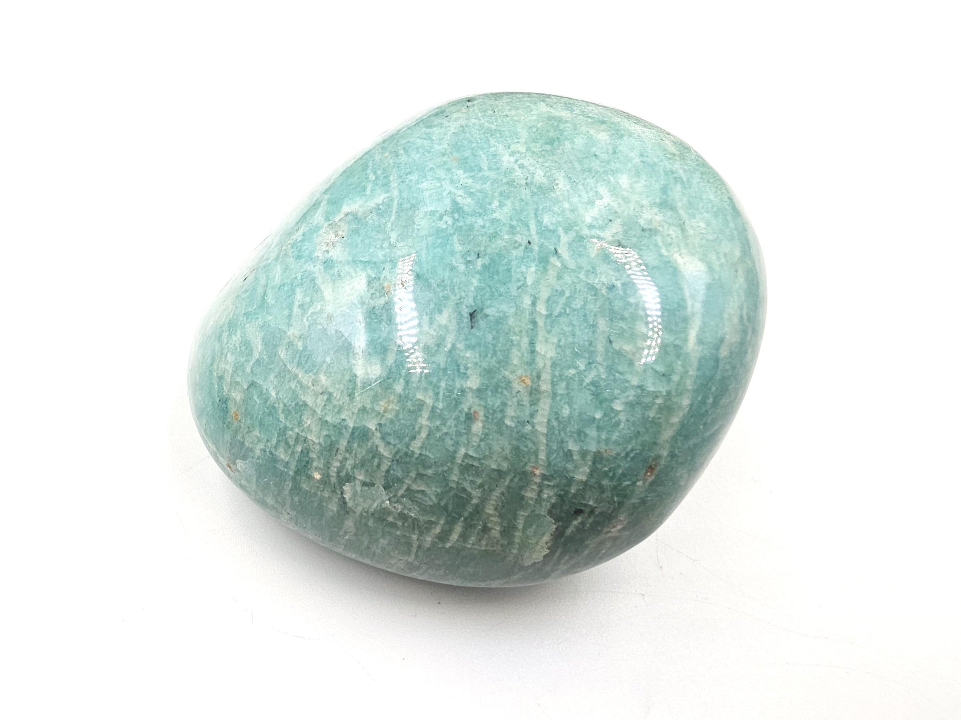 Huge Flashy Amazonite Palm Stone Freeform – Calm, Confidence & Emotional Balance Crystal, 275g
