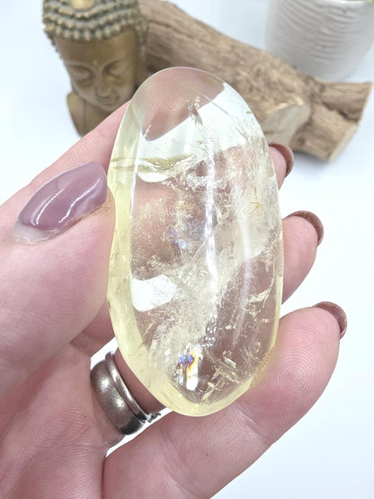 Citrine Palm Stone with Rainbows – Abundance, Confidence & Solar Plexus Energy Crystal, 65g