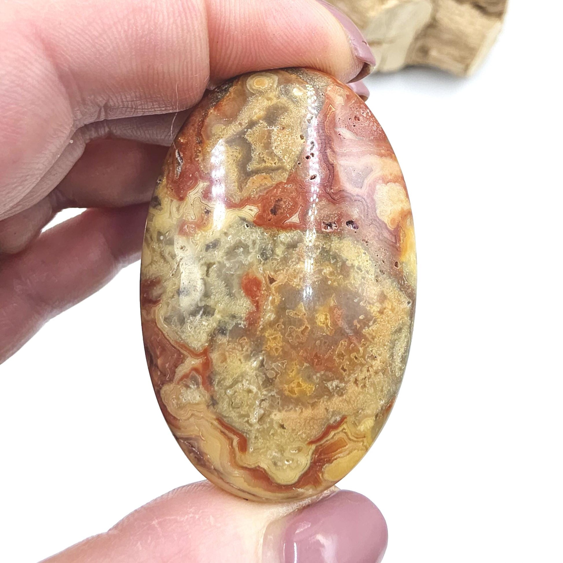 Crazy Lace Agate Palm Stone – Joy, Stability & Uplifting Energy Crystal, 40g