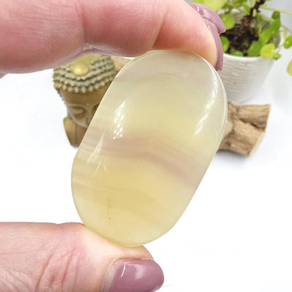 Yellow Fluorite Palm Stone – Clarity, Confidence & Emotional Balance Crystal, 55g