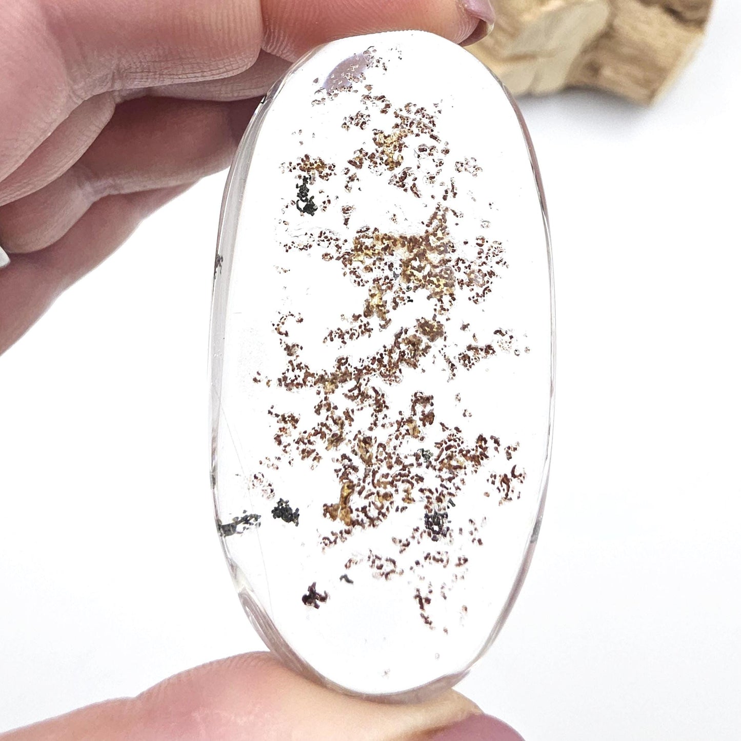 Rare High Grade Minimalistic Garden Quartz Lodolite Palm Stone – Transformation & Spiritual Growth Crystal, 40g