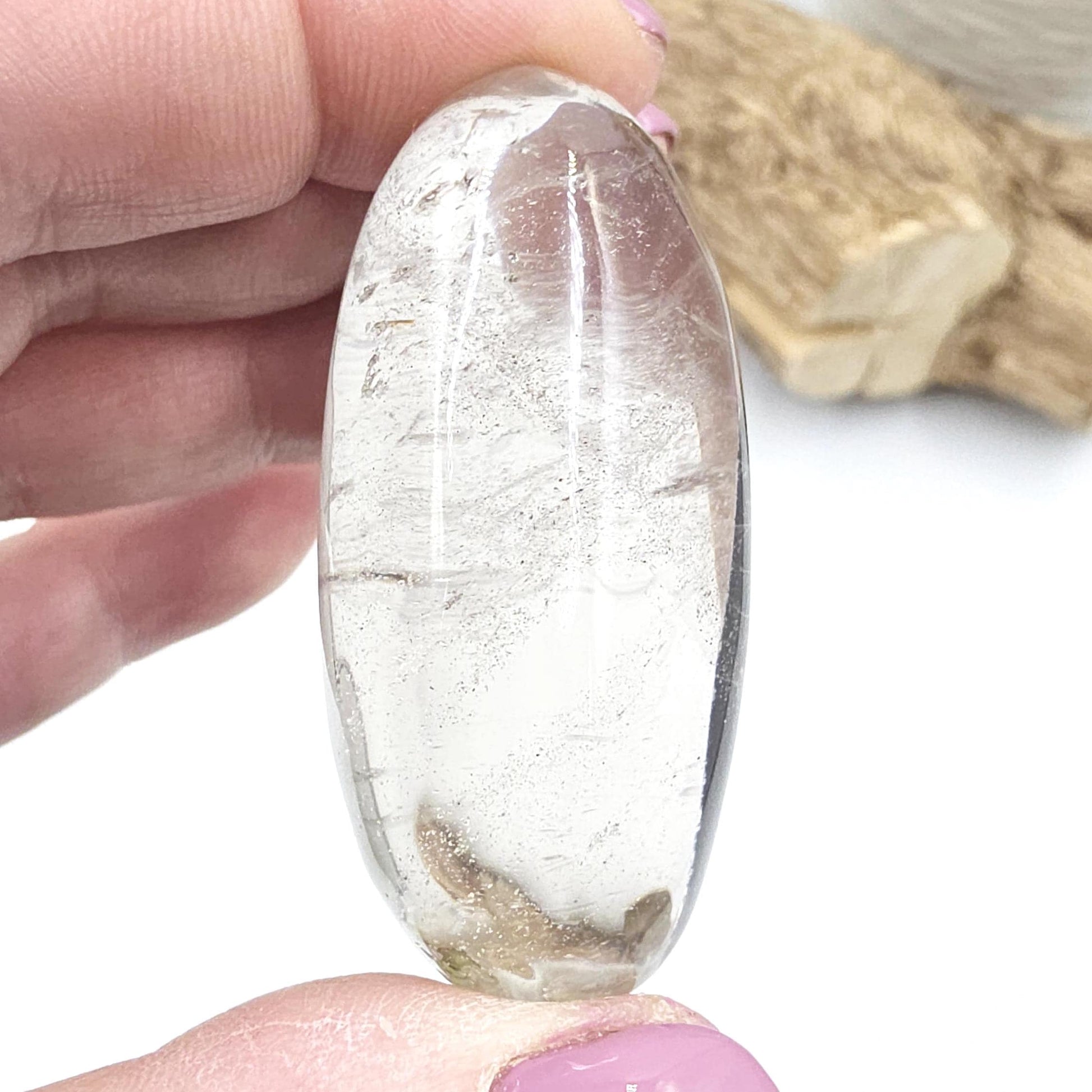 High Grade Black Rutile Quartz Palm Stone – Protection, Clarity & Energy Amplification Crystal, 60g