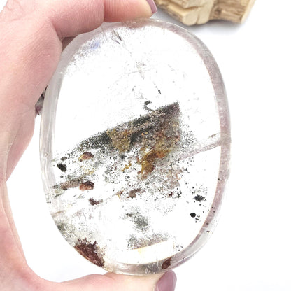 Huge Green Garden Quartz (Lodolite) Palm Stone / Freeform – Manifestation, Clarity & Inner Journey Healing Crystal, 425g