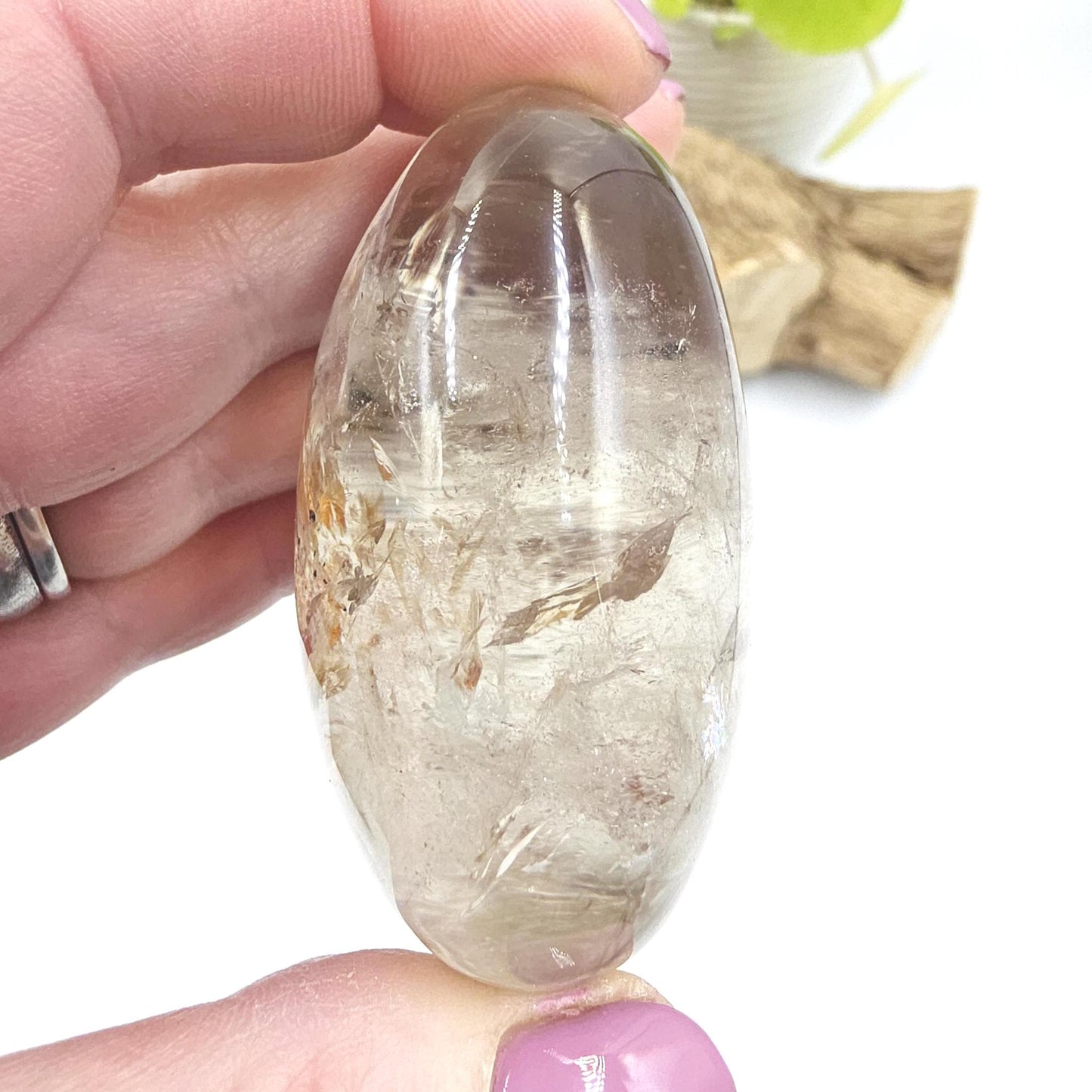 Rare High Grade Koi Quartz Palm Stone – Healing, Clarity & Golden Healer Energy Crystal, 130g