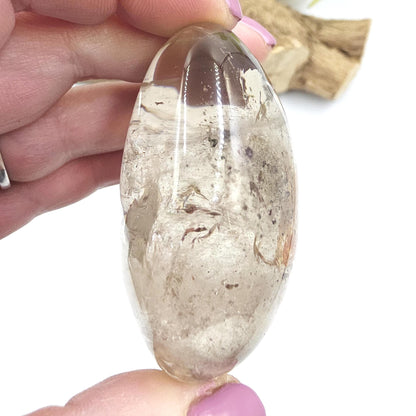 Rare High Grade Koi Quartz Palm Stone – Healing, Clarity & Golden Healer Energy Crystal, 130g