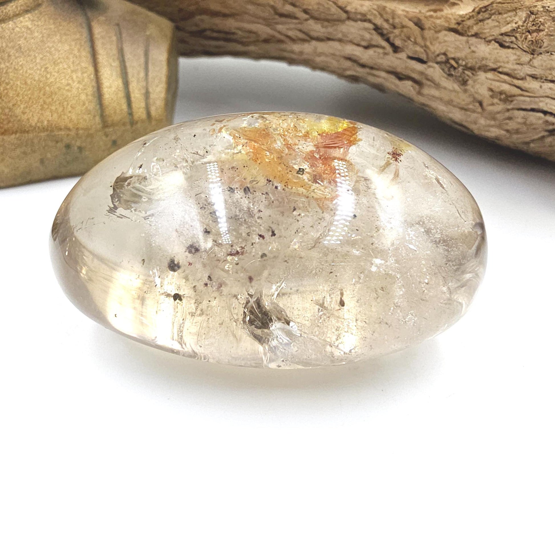Rare High Grade Koi Quartz Palm Stone – Healing, Clarity & Golden Healer Energy Crystal, 130g