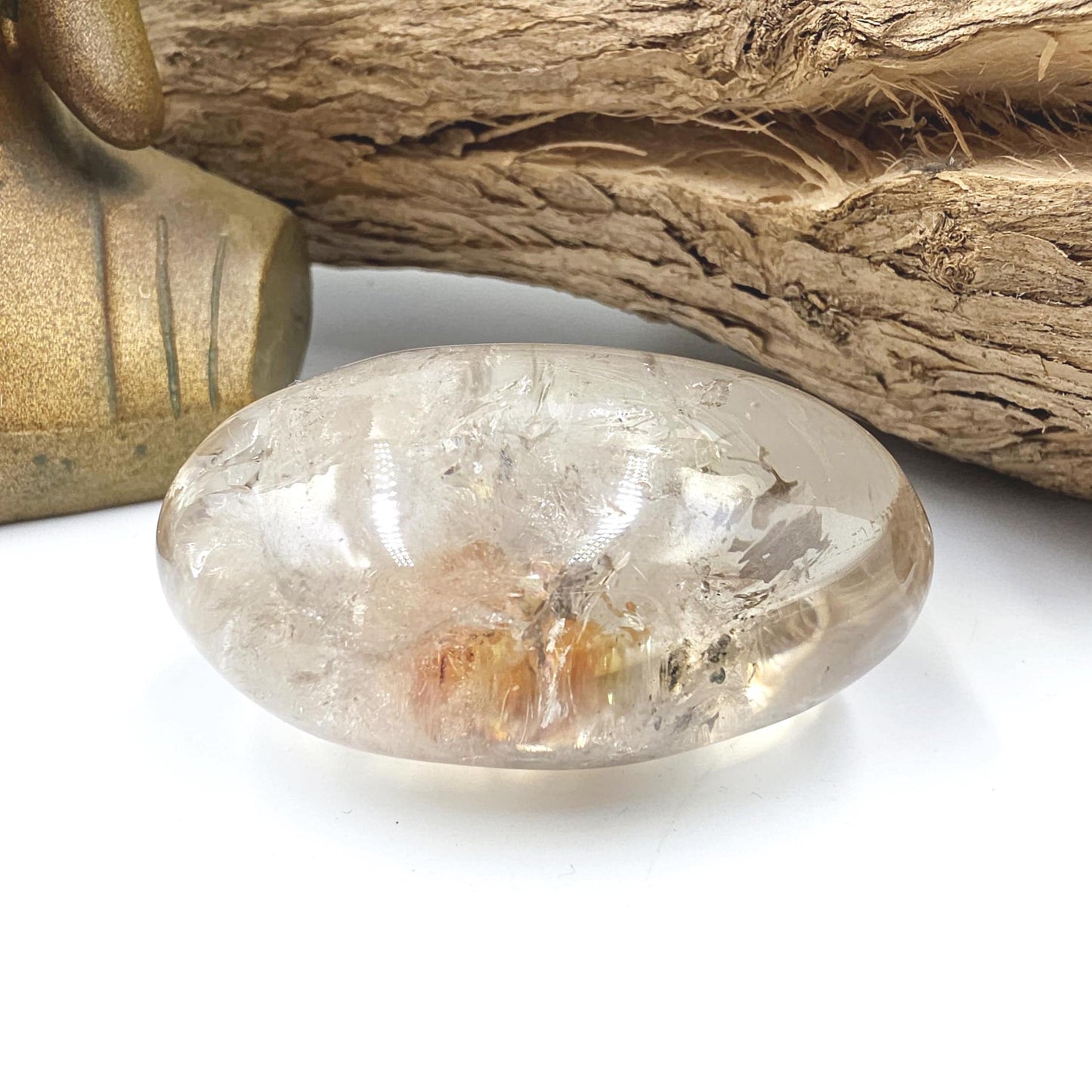 Rare High Grade Koi Quartz Palm Stone – Healing, Clarity & Golden Healer Energy Crystal, 130g