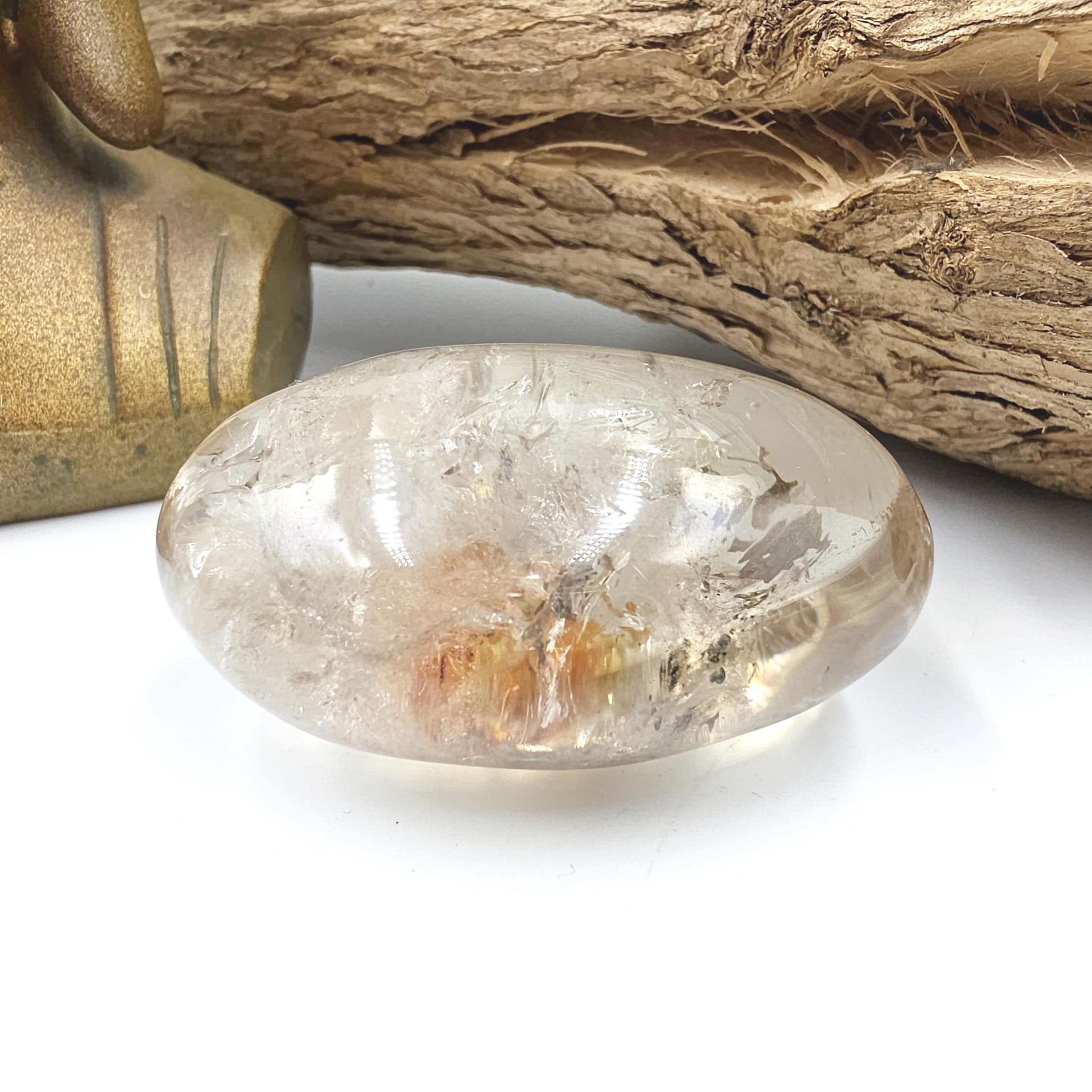 Rare High Grade Koi Quartz Palm Stone – Healing, Clarity & Golden Healer Energy Crystal, 130g