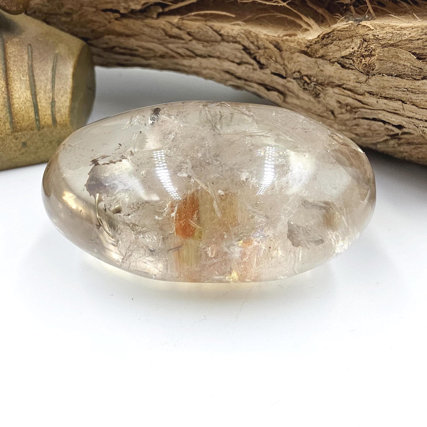 Rare High Grade Koi Quartz Palm Stone – Healing, Clarity & Golden Healer Energy Crystal, 130g