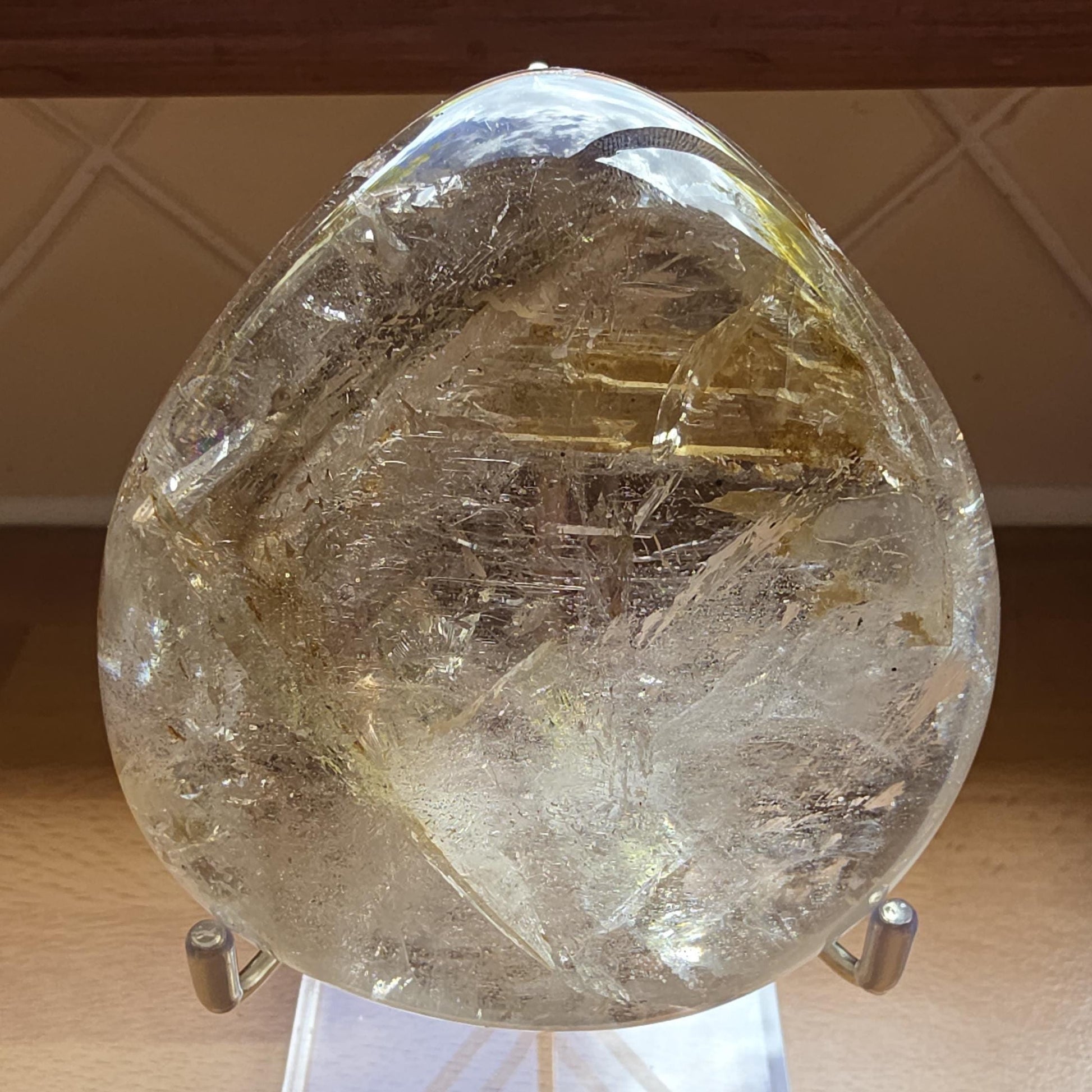 Skeletal Quartz Enhydro Freeform with Moving Bubble & Rainbows – Rare Transformation Crystal, 495g