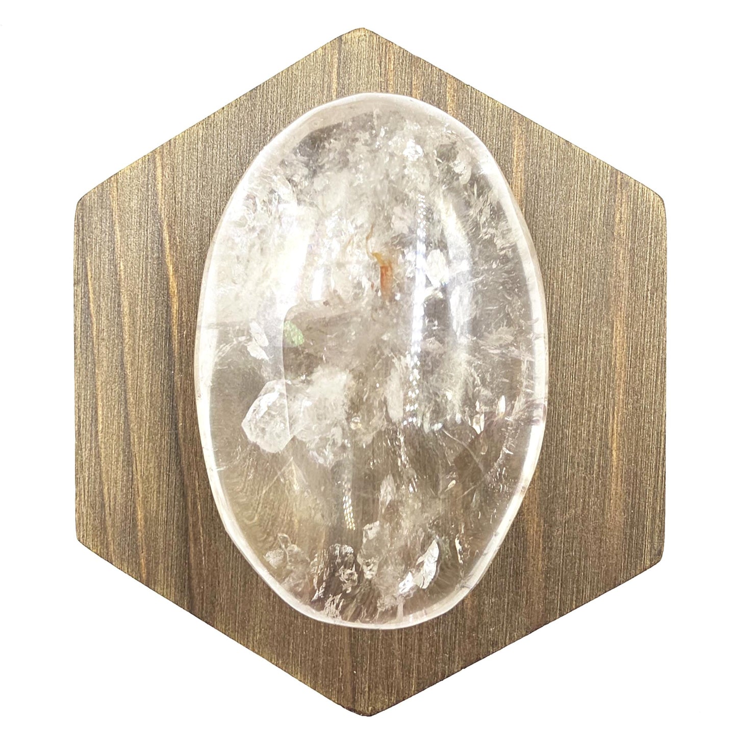 Manifestation Clear Quartz Palm Stone with Internal Crystal Growth & Rainbows – Healing and Manifestation Crystal, 100g