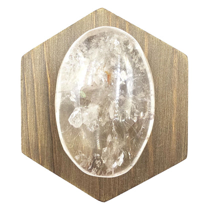 Manifestation Clear Quartz Palm Stone with Internal Crystal Growth & Rainbows – Healing and Manifestation Crystal, 100g