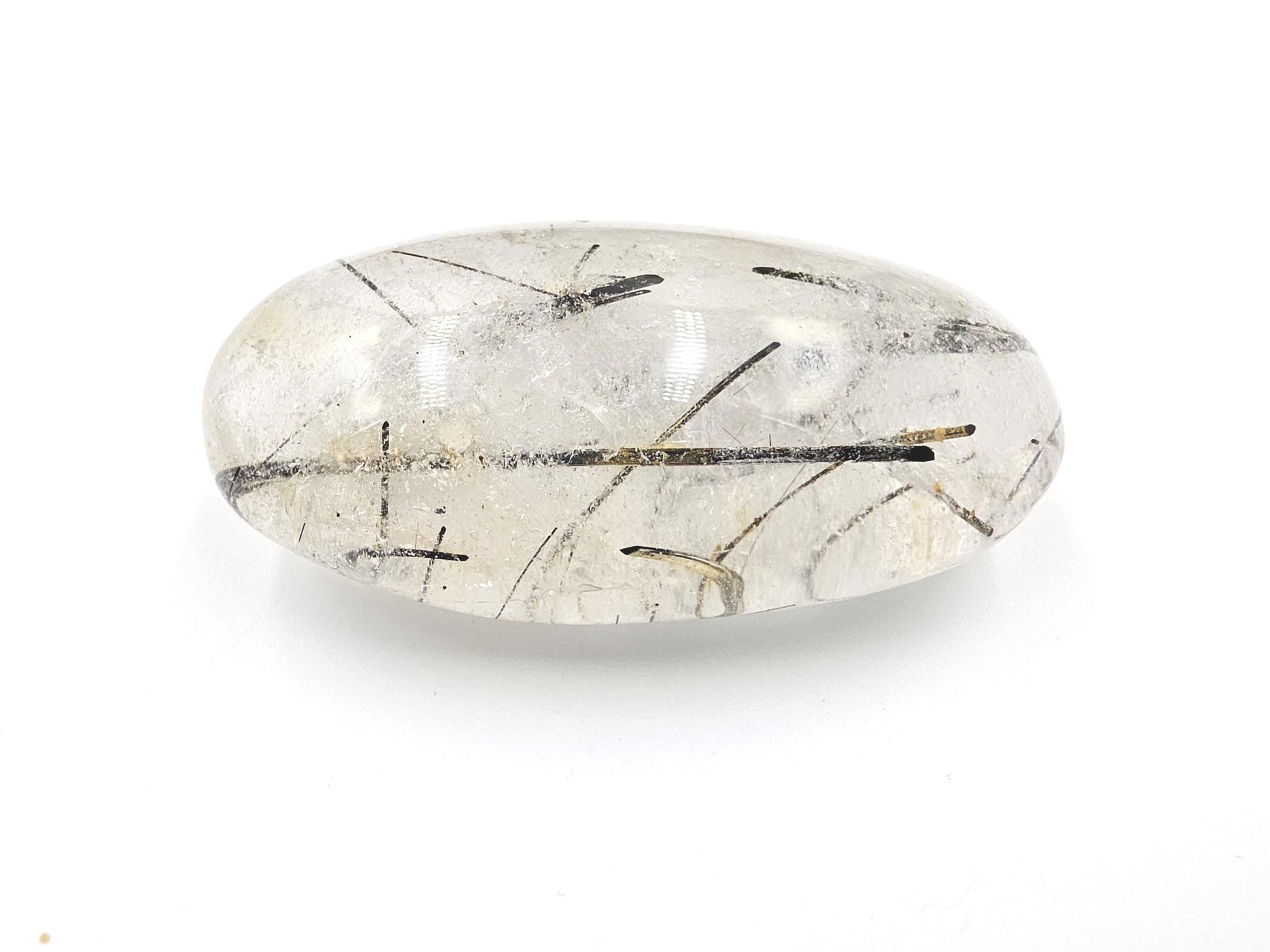 High Grade Black Rutile Quartz Palm Stone – Protection, Clarity & Energy Amplification Crystal, 100g