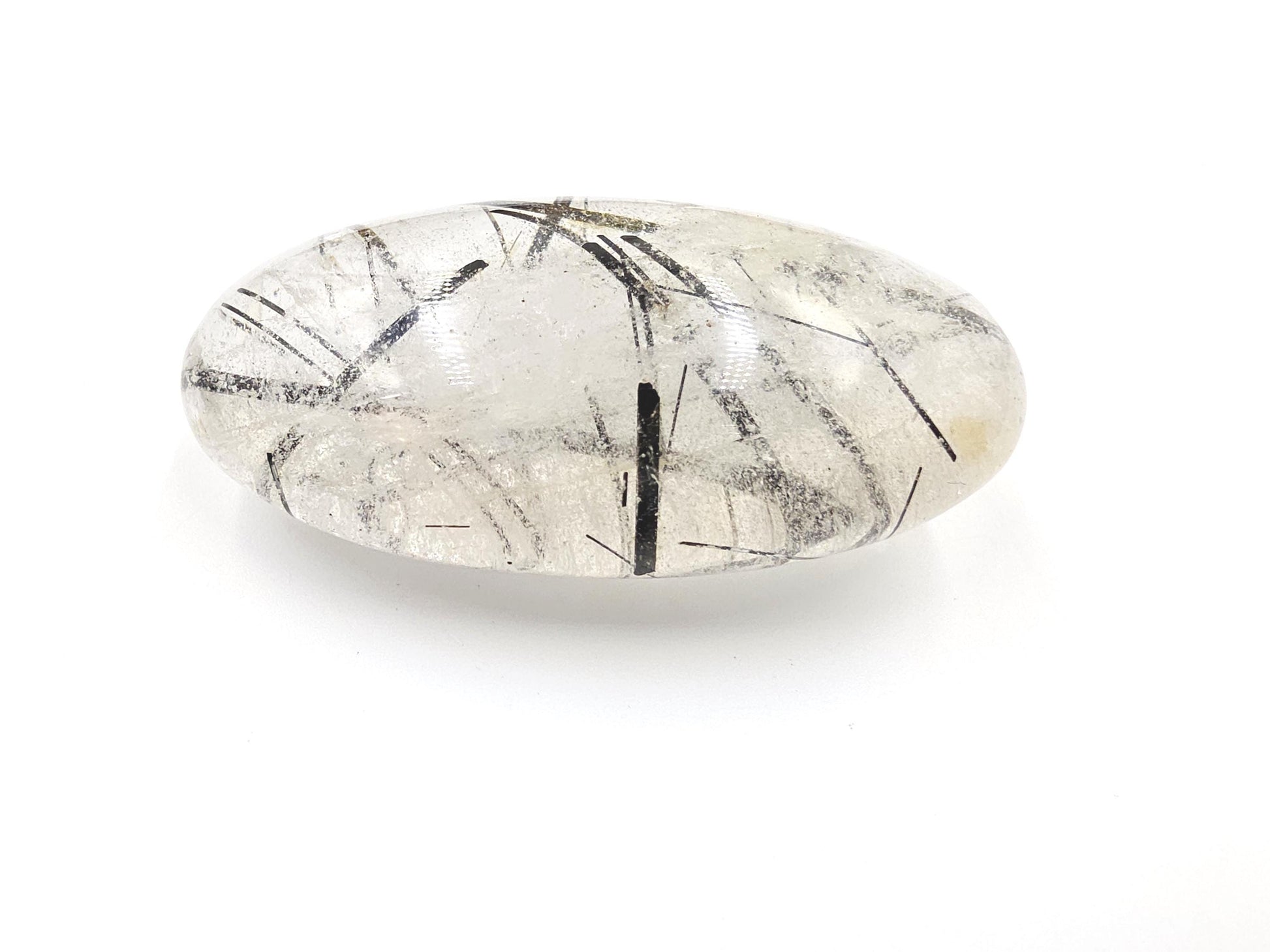 High Grade Black Rutile Quartz Palm Stone – Protection, Clarity & Energy Amplification Crystal, 100g
