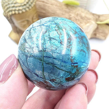 Phoenix Turquoise Sphere – Transformation, Strength & Heart Chakra Energy Crystal, 42mm