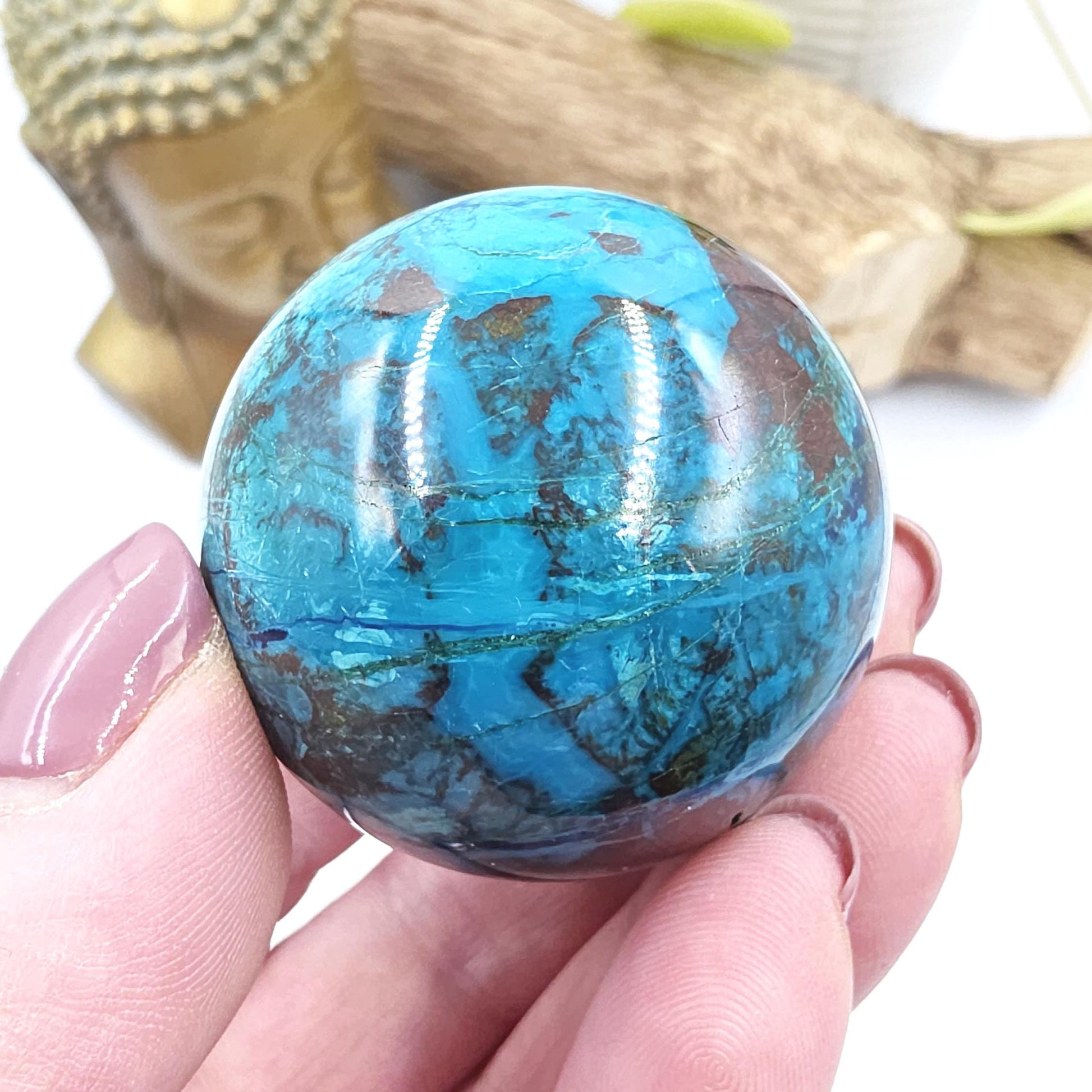 Phoenix Turquoise Sphere – Transformation, Strength & Heart Chakra Energy Crystal, 42mm
