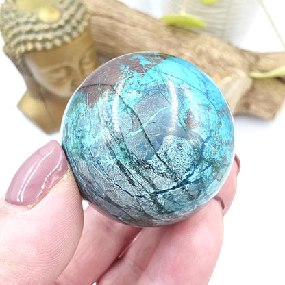 Phoenix Turquoise Sphere – Transformation, Strength & Heart Chakra Energy Crystal, 42mm