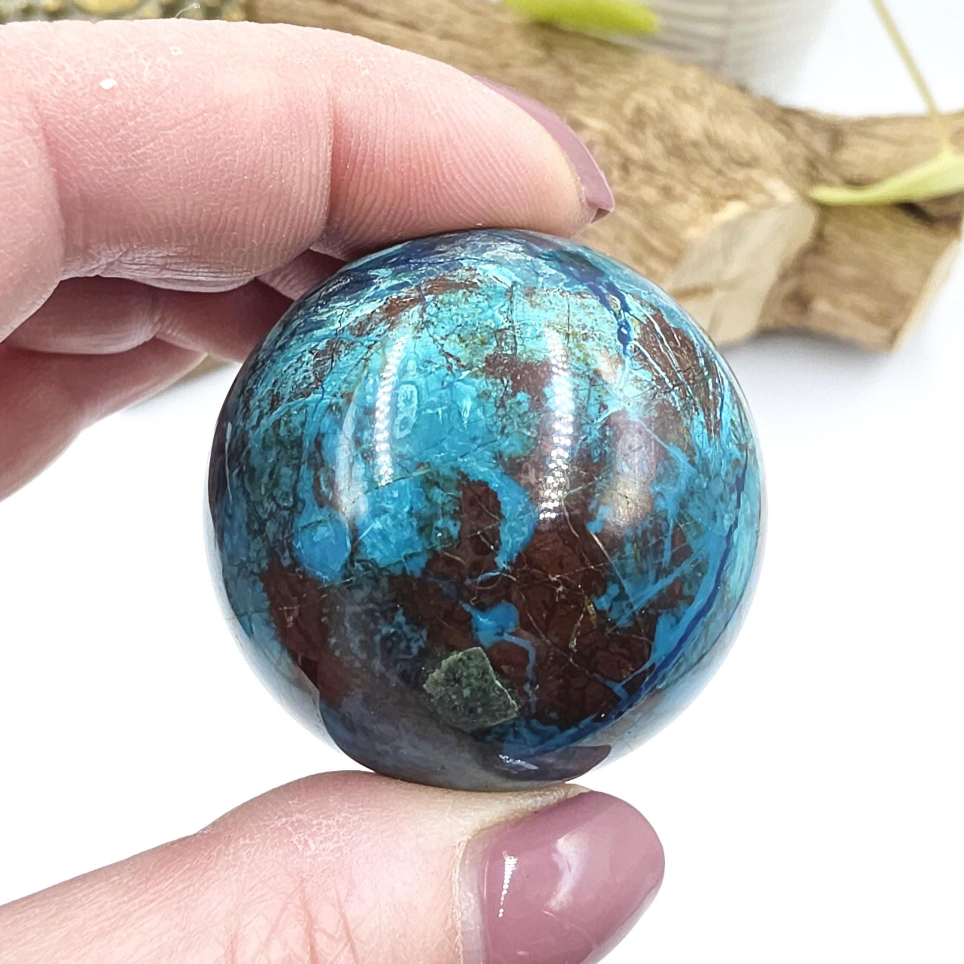 Phoenix Turquoise Sphere – Transformation, Strength & Heart Chakra Energy Crystal, 42mm