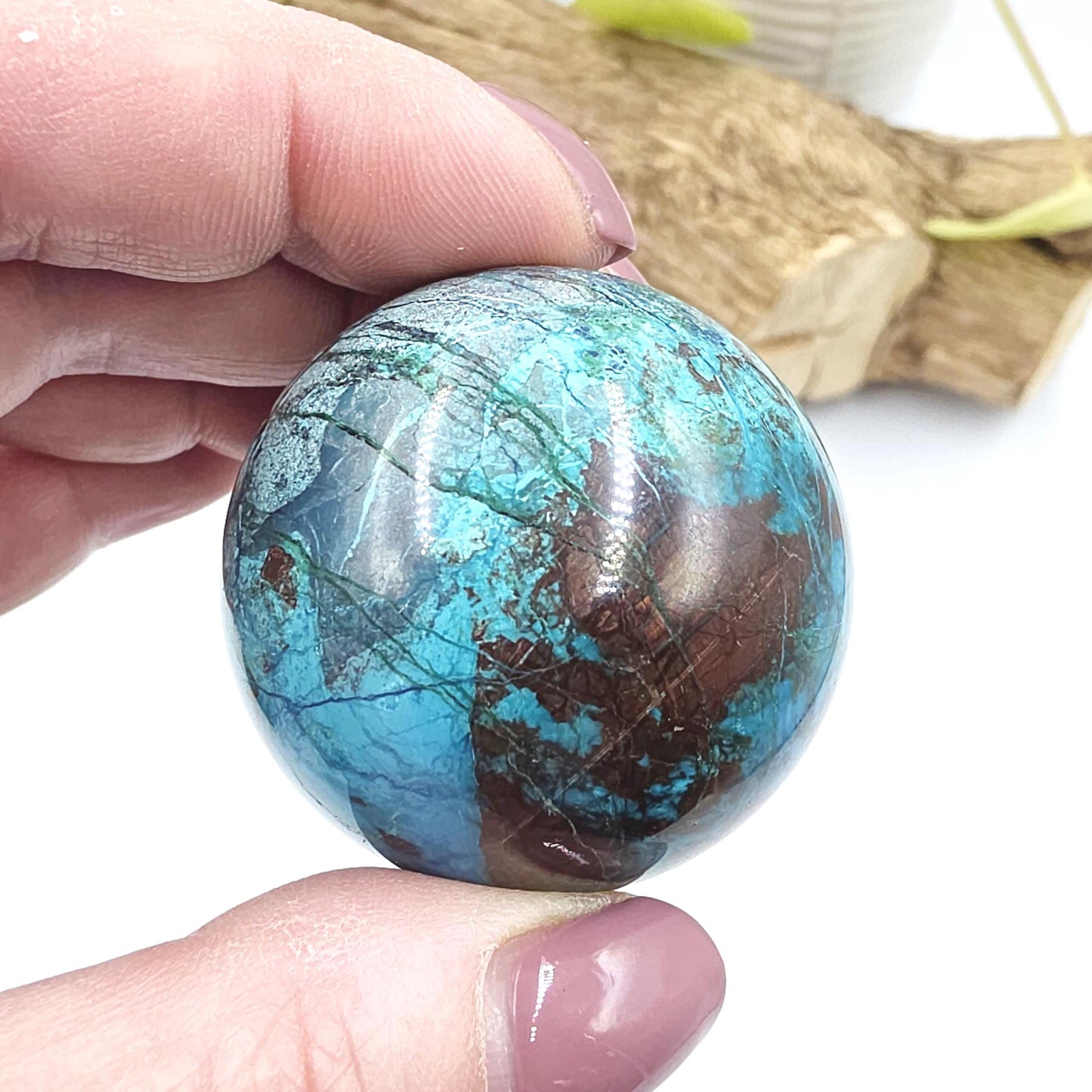 Phoenix Turquoise Sphere – Transformation, Strength & Heart Chakra Energy Crystal, 42mm