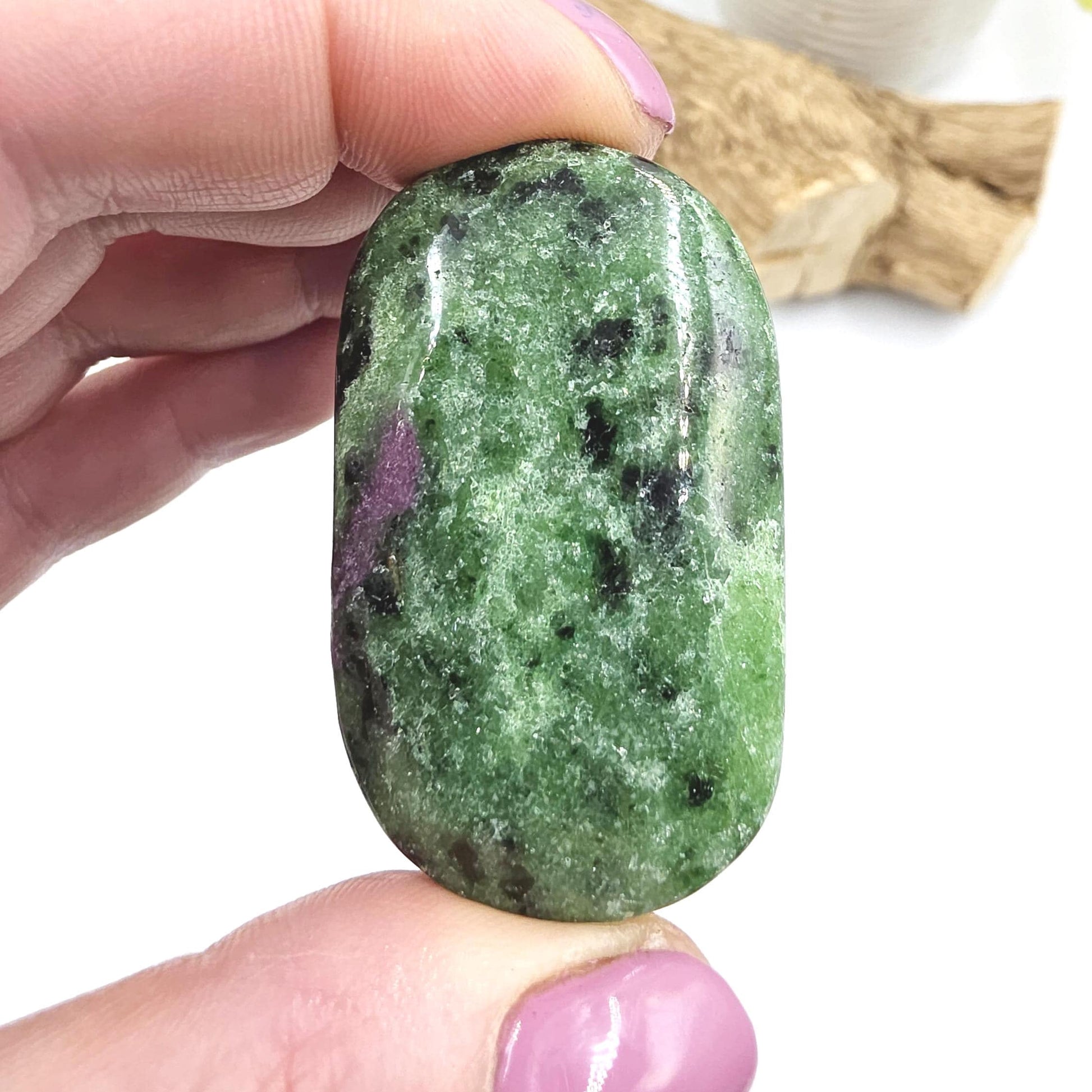 Ruby in Zoisite Palm Stone - Heart Chakra & Vitality Healing Crystal - 45g
