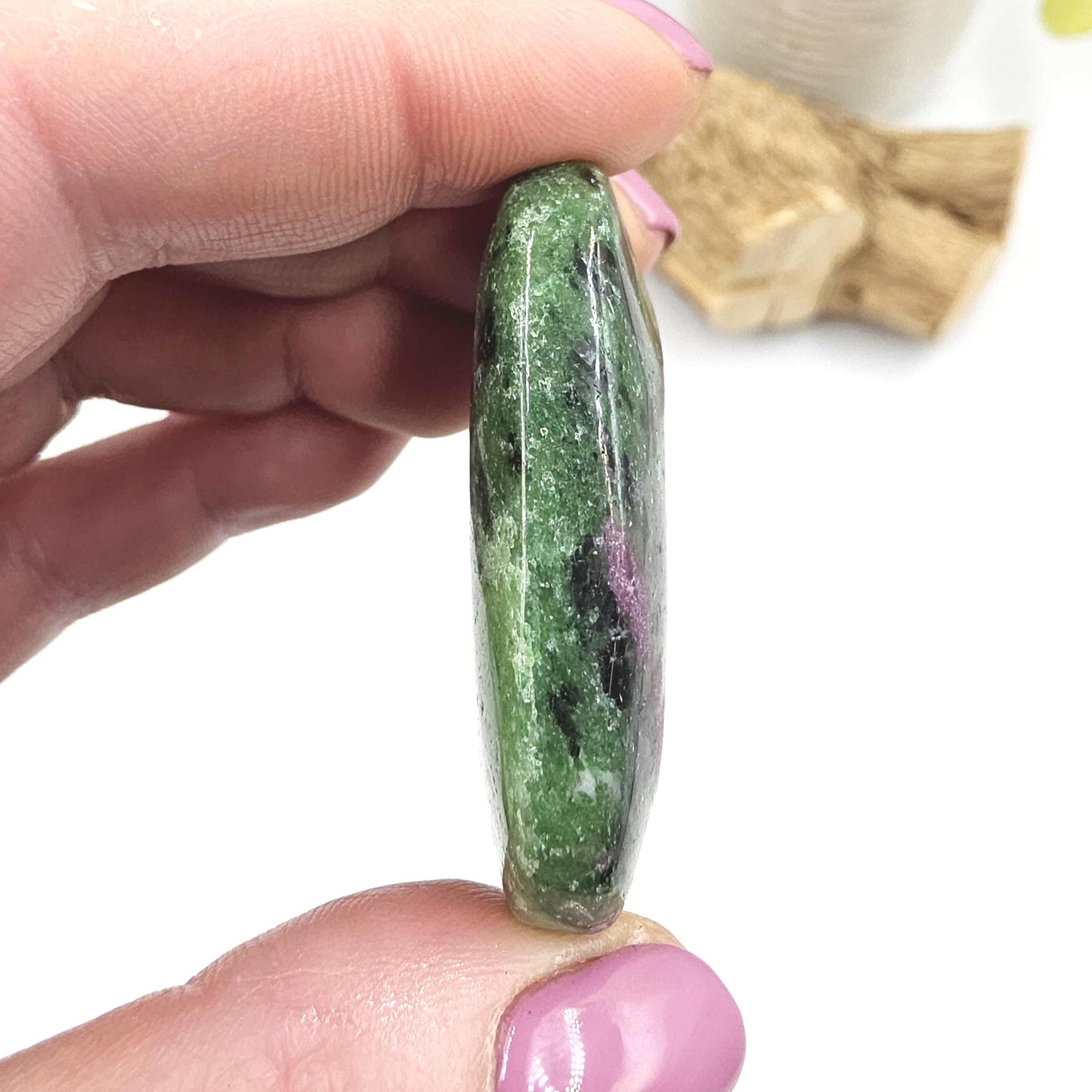 Ruby in Zoisite Palm Stone - Heart Chakra & Vitality Healing Crystal - 45g