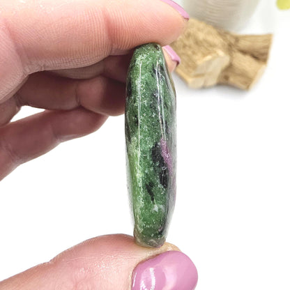 Ruby in Zoisite Palm Stone - Heart Chakra & Vitality Healing Crystal - 45g