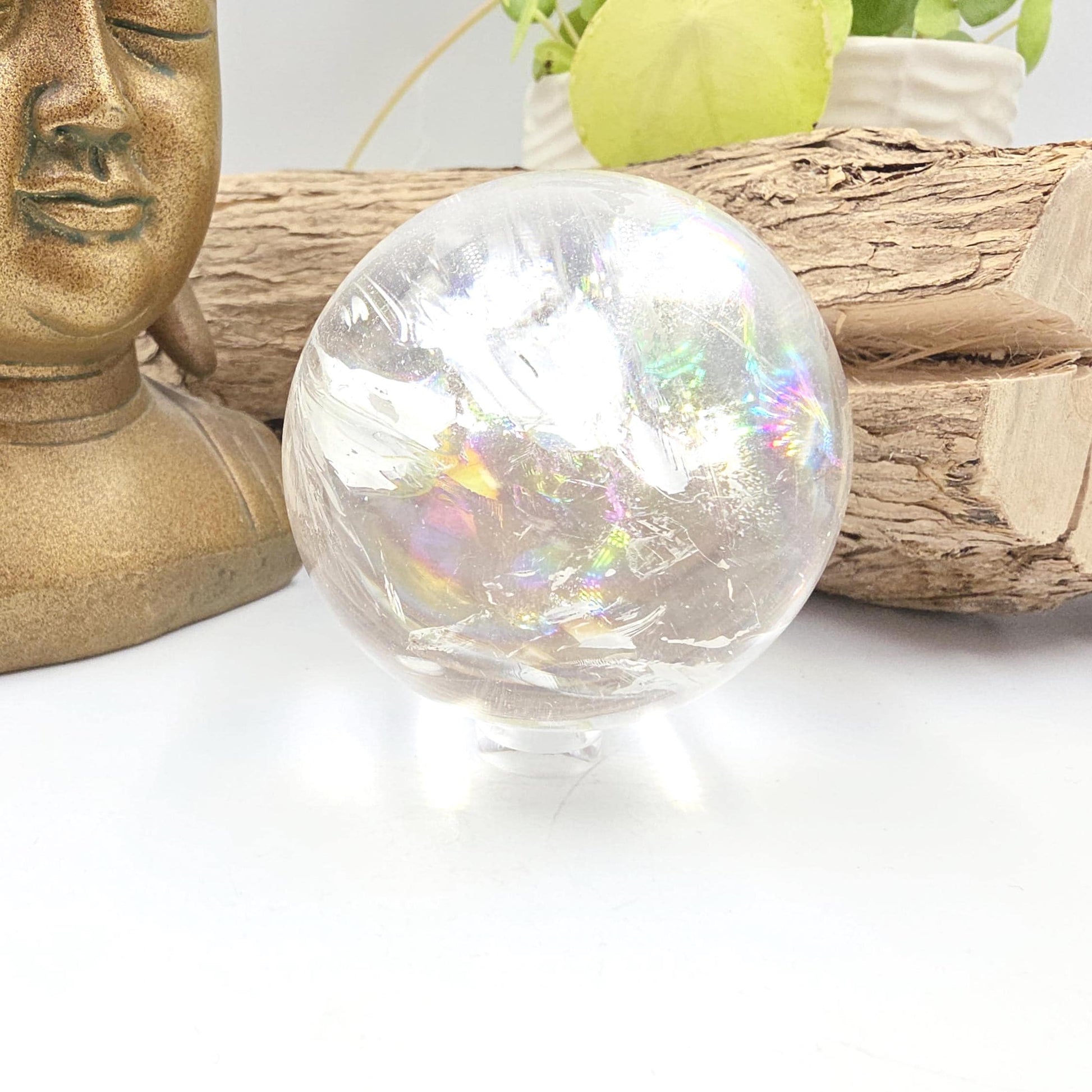 High Grade Clear Quartz Sphere with Large Rainbows – Clarity, Energy Amplification & Healing Crystal, 65mm