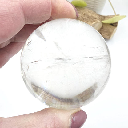 High Grade Clear Quartz Sphere with Large Rainbows – Clarity, Energy Amplification & Healing Crystal, 65mm