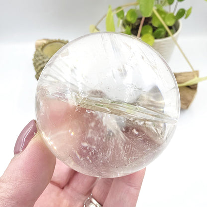 High Grade Clear Quartz Sphere with Large Rainbows – Clarity, Energy Amplification & Healing Crystal, 65mm