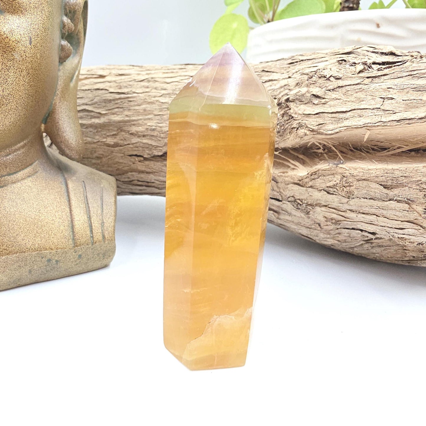 Yellow and Green Fluorite Tower (Jackfruit Fluorite) – Clarity, Positivity & Harmony Crystal Point, 7.5cm