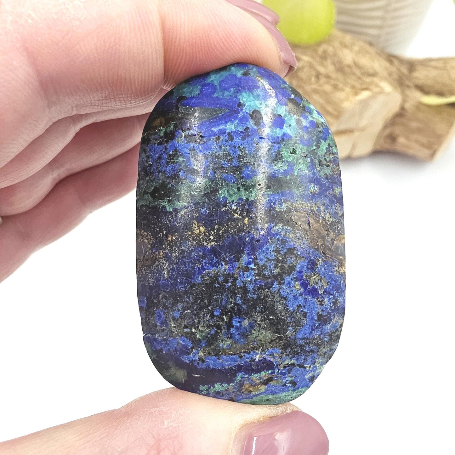 Rare Azurite Palm Stone - Intuition & Spiritual Insight Third Eye Chakra Crystal, 55g