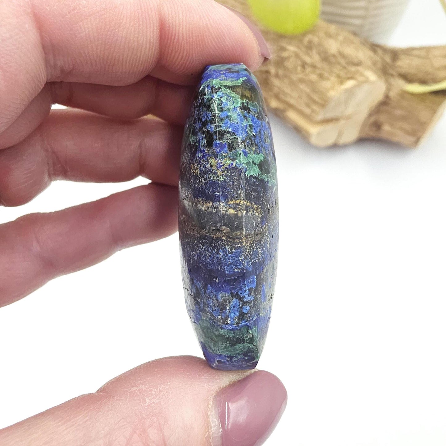 Rare Azurite Palm Stone - Intuition & Spiritual Insight Third Eye Chakra Crystal, 55g