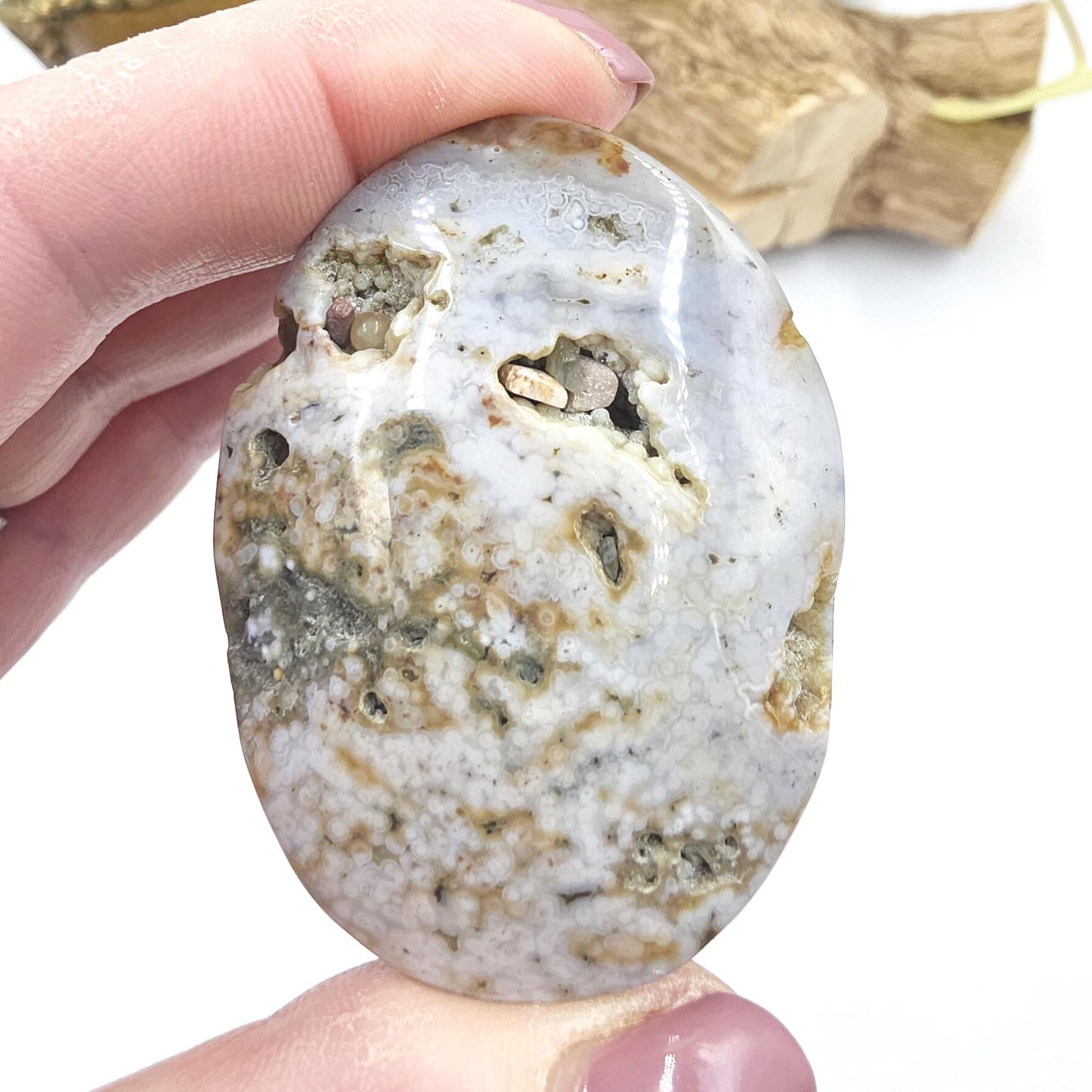 Ocean Jasper Palm Stone – Joy, Emotional Healing & Calming Crystal, 70g